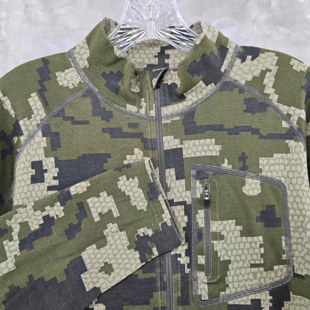 Kuiu 200 Zip-T Men XL Verde Camo Merino Wool Base Layer Pullover